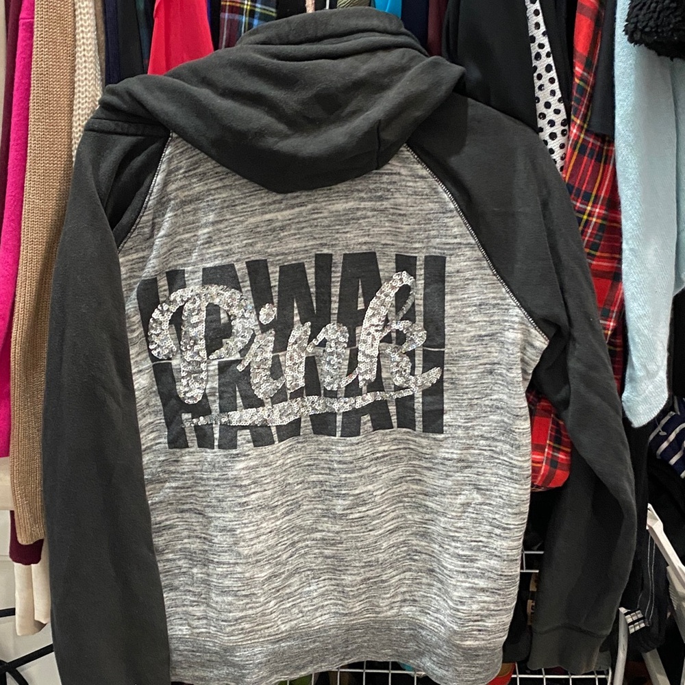 PINK Victoria's Secret exclusive Hawaii Black and Gray Zip-Up Hoodie